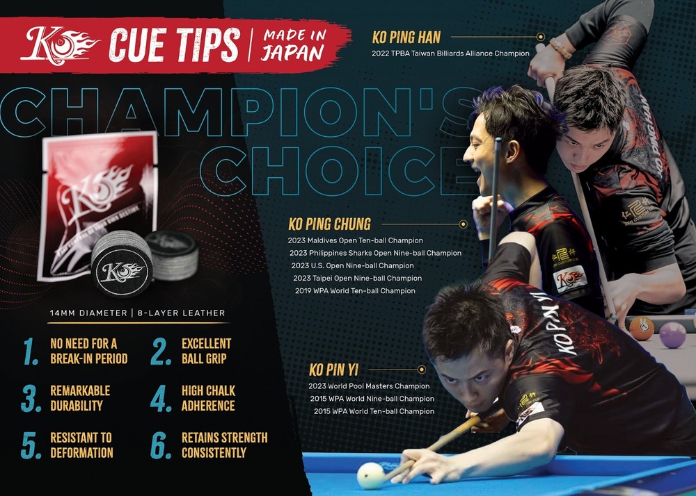 (1) KO Cue Tip, Layered Pool Cue Tip (MEDIUM)