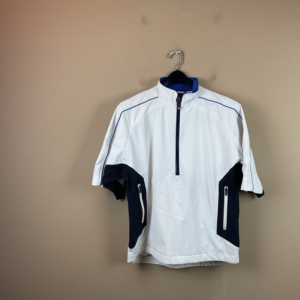Foot Joy Dry Joy 1/2 Zip Windbreaker Pullover Mens M White Lined Polyester