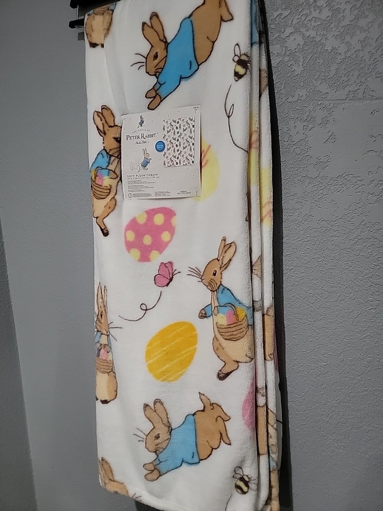 Beatrix Potter Peter Rabbit Easter Egg Spring Garden Plush Throw Blanket 50x70