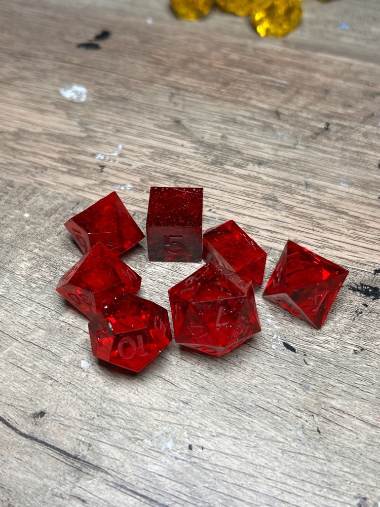 RAW* Dice: Ruby Red _ Resin-Cast Dice Set *See Description* Handmade, D&D