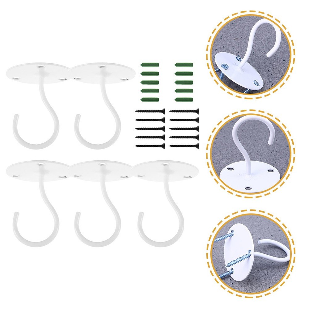 5 Pcs Iron Ceiling Hooks Durable Wall Fixing Hooks for Garage Garden Storage