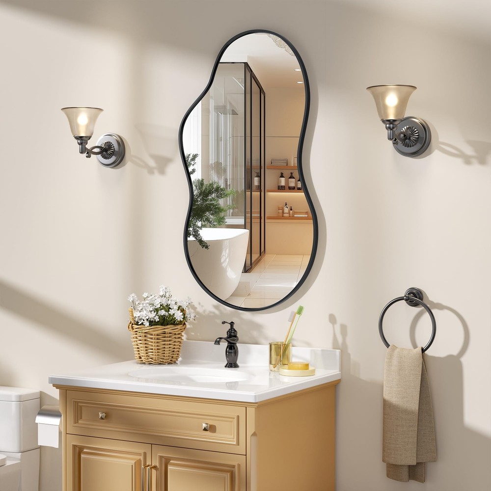 Irregular Wall Mirror - 35"x20" Asymmetrical Mirror, Modern Decorative Mirror...