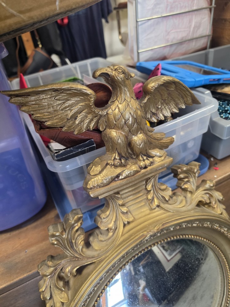 Antique Regency Convex Mirror With Eagle