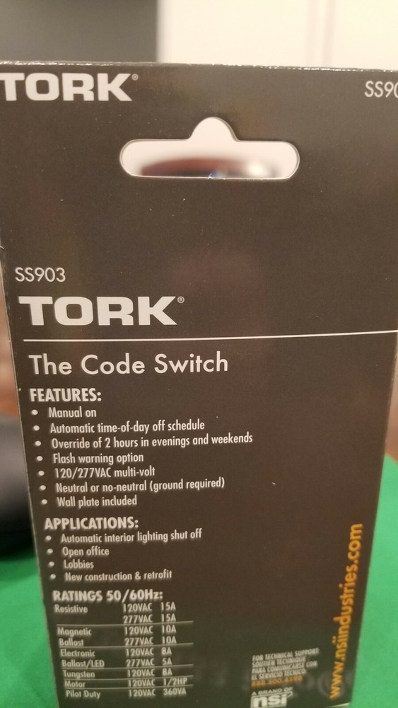 🔴(QTY 2) Tork SS903 Digital In-Wall Timer Switch White Code Override ‼️