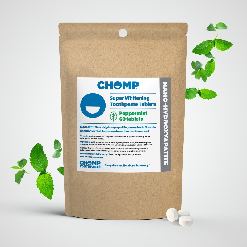 Chomp Nano Hydroxyapatite Peppermint Toothpaste 60 Tablet Refill