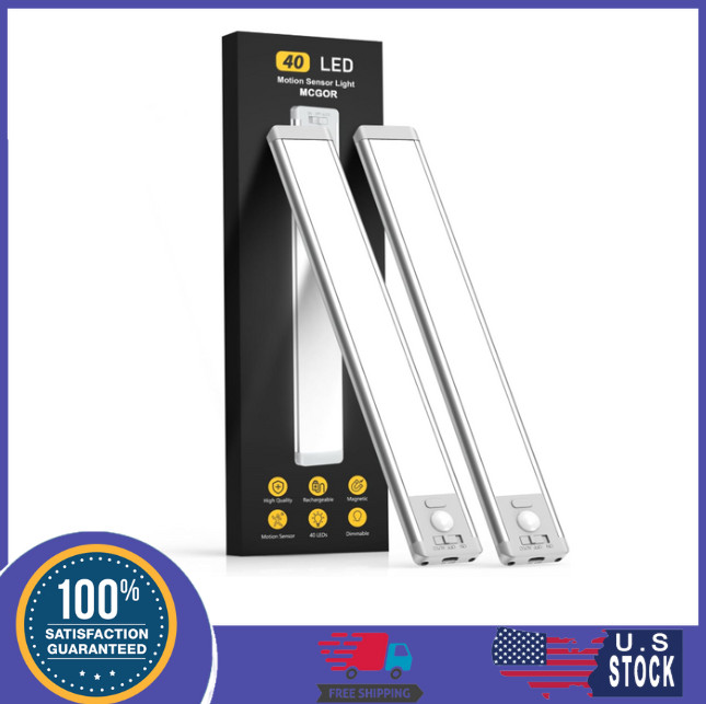10-Inch Rechargeable Under-Cabinet LED Lights with Motion Sensor, 2-Pack