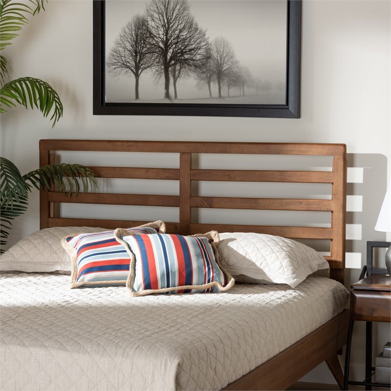 Baxton Studio Akemi Walnut Finished Wood Queen Size Headboard