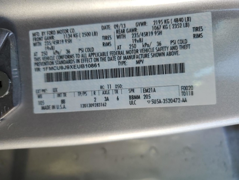 LEFT REAR DOOR WINDOW REGULATOR OEM 2016 FORD ESCAPE