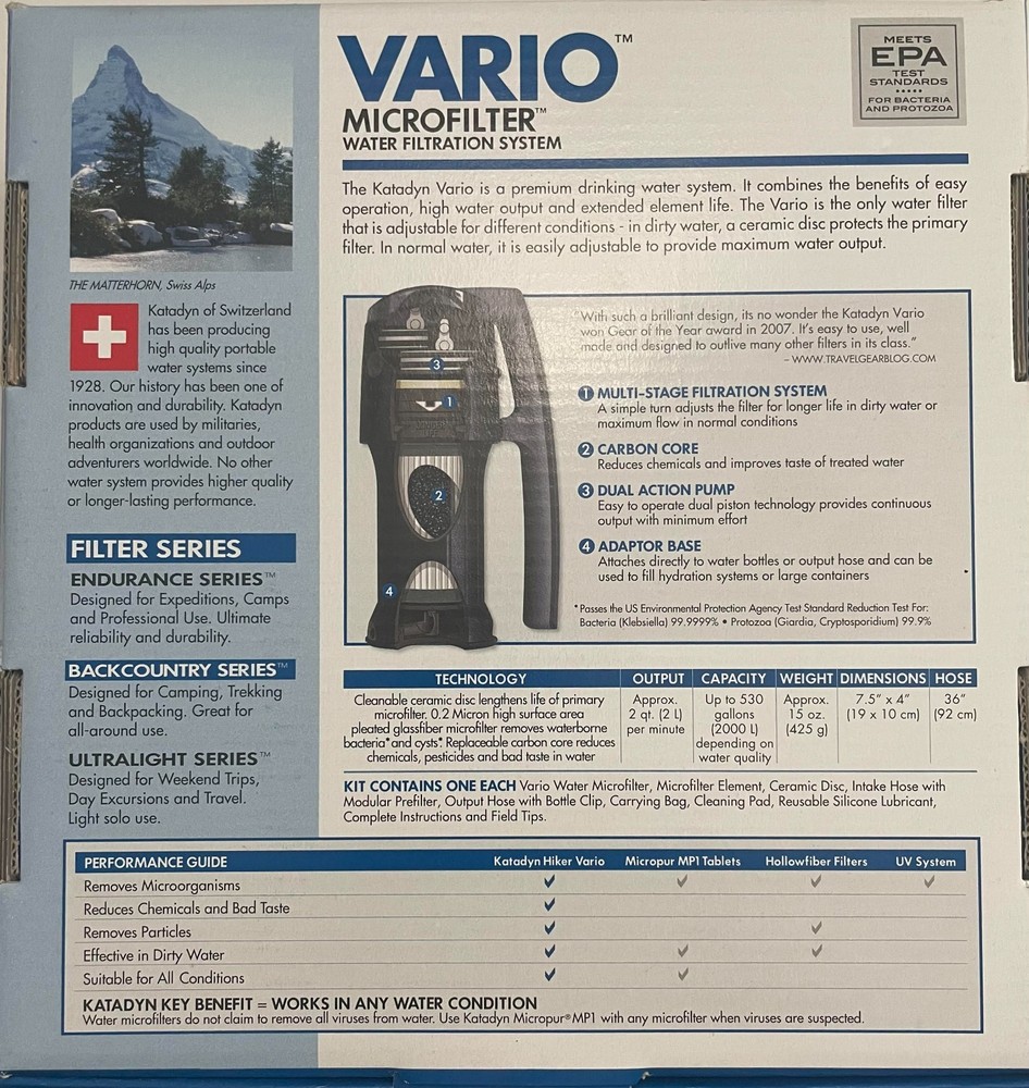 Vario Katadyn Microfilter Water Filtration System