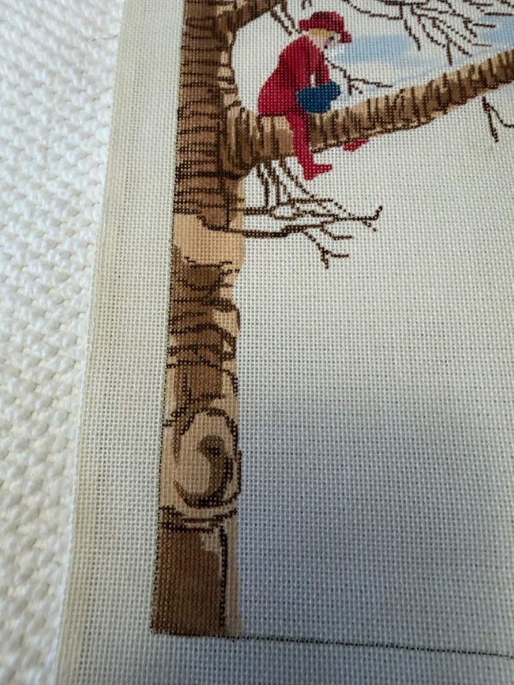HP NEEDLEPOINT CHRISTOPHER ROBIN IN A TREE