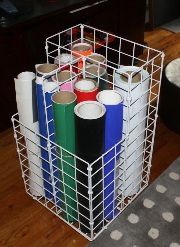 Vinyl in all essential colors with white plastic storage