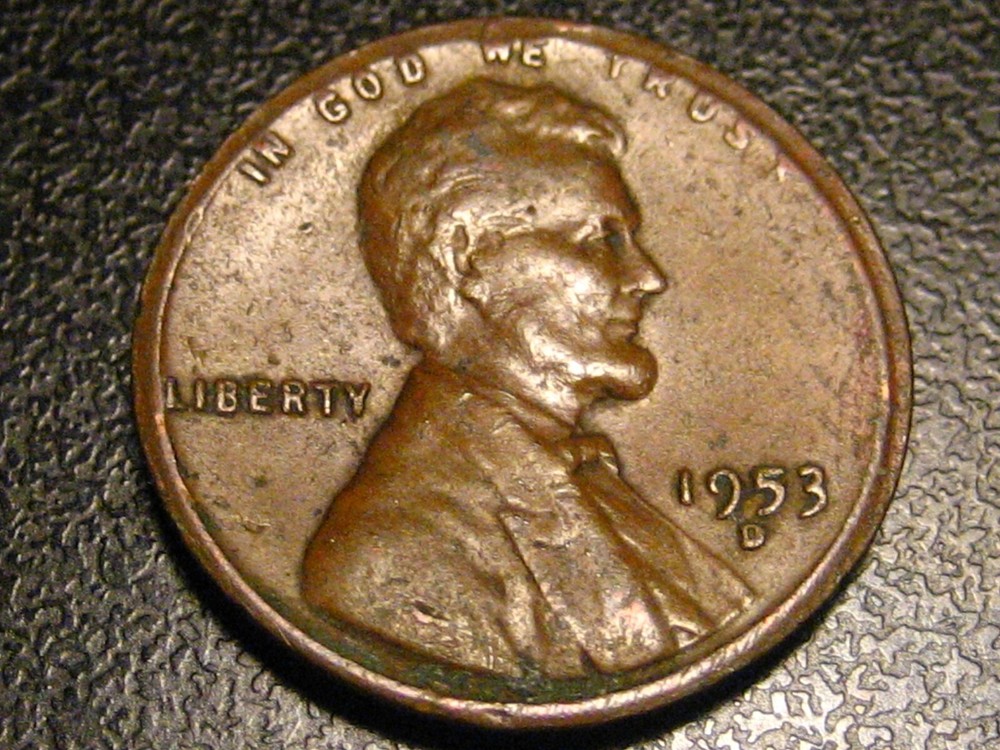 1953-D Lincoln Head Cent ERROR FLAT RIM