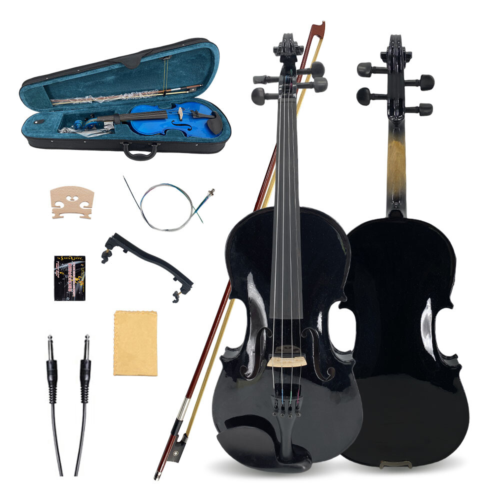 Electric Violin 4 String Solid Wood Ebony Fittings Black Violin Accessories