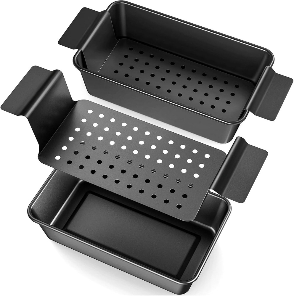 Baking Bread Meatloaf Pan Nonstick with Drip Tray 2 Pack