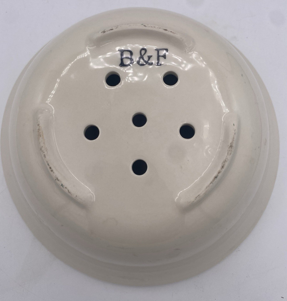 Vtg Pottery Fruit Colander Strainer Hand Painted Ceramic