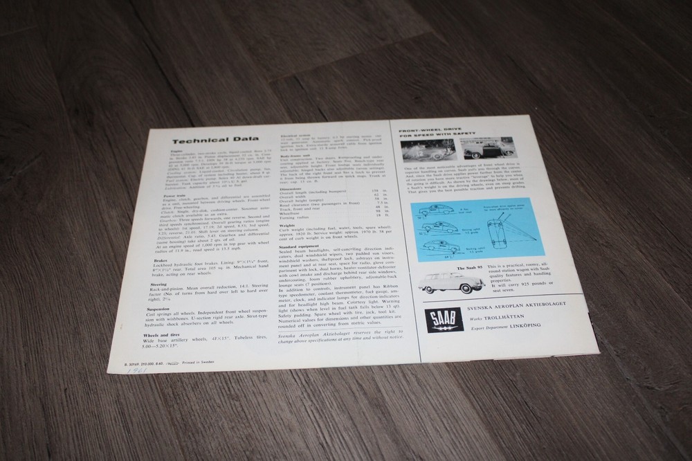 1961 Saab 96 sales brochure