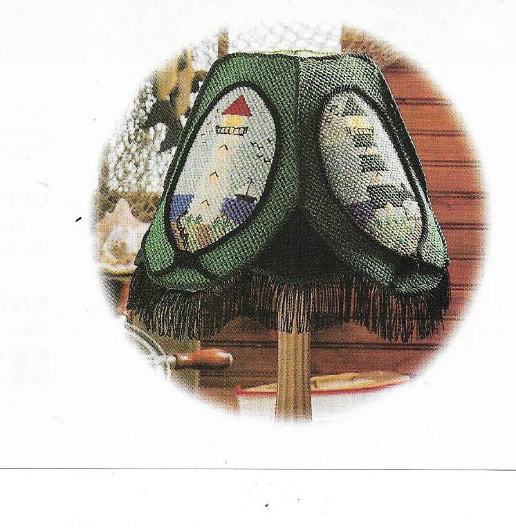 LIGHTHOUSE LAMPSHADE HOME DECOR PLASTIC CANVAS PATTERN INSTRUCTIONS HTF