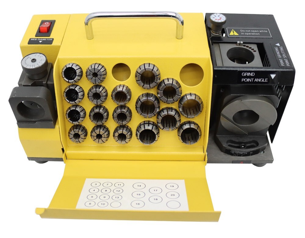 Enhanced Drill Bits Sharpener 3-20mm End Mill Sharpener 18 Collets 120W Powered