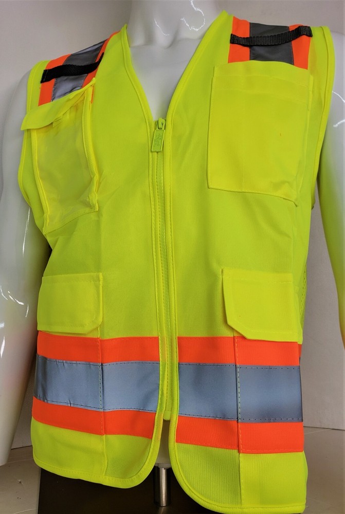 FX HIGH VISIBILITY Surveyor Two Tone Safety Vest Solid front & Mesh back