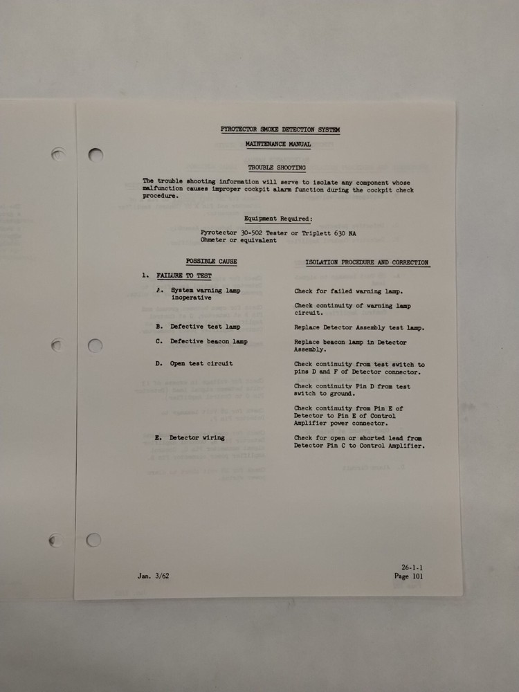 Pyrotector Incorporated Smoke Detection System Maintenance Manual-Original