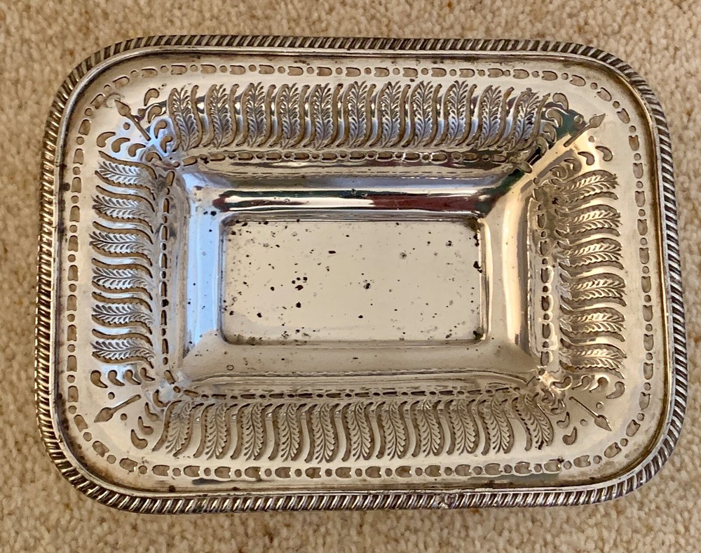 Attractive Antique Silver Plated Rectangular Bon Bon dish