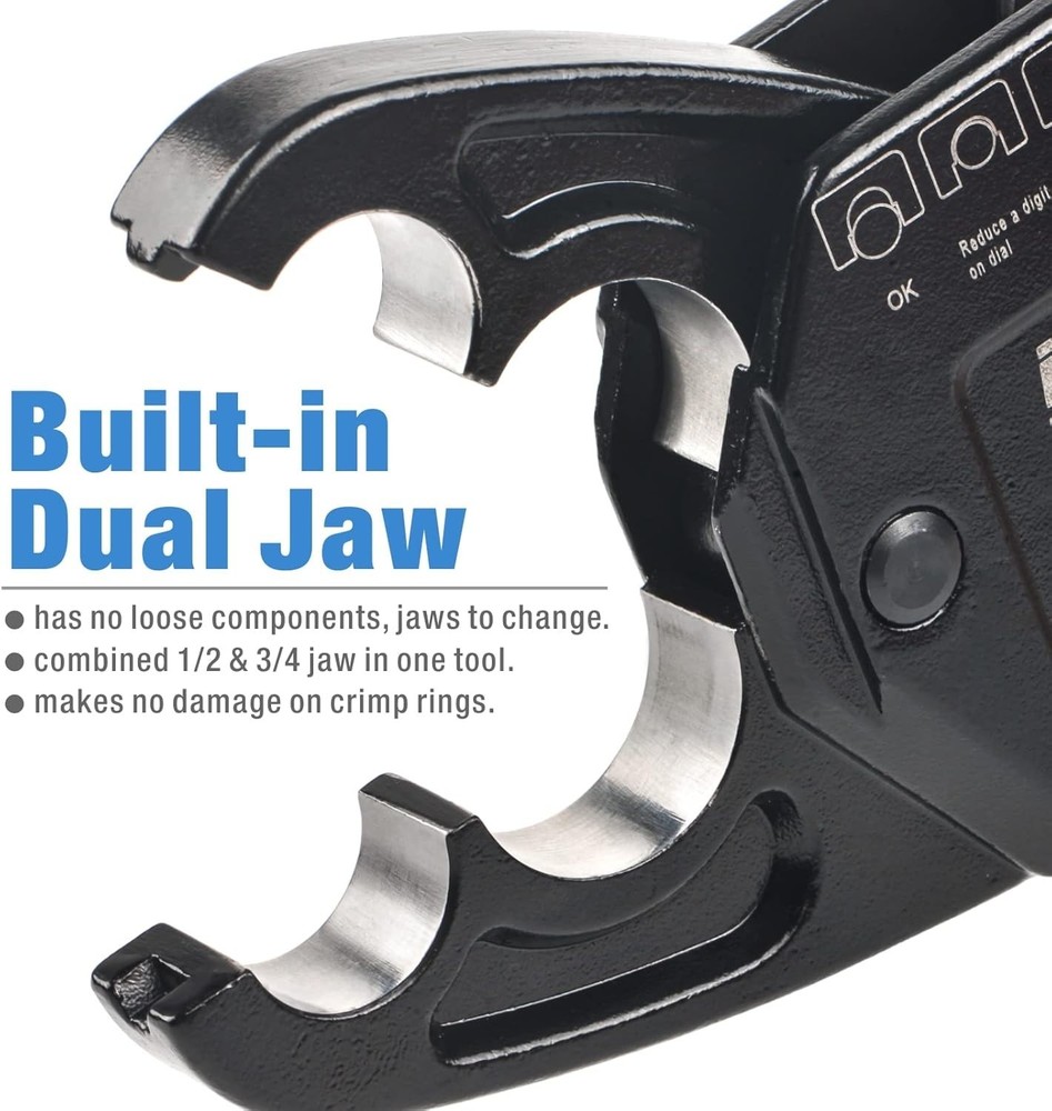 IWISS Combo Angle Head PEX Pipe Crimping Tool Kits for 1/2" 3/4" Pex Crimp