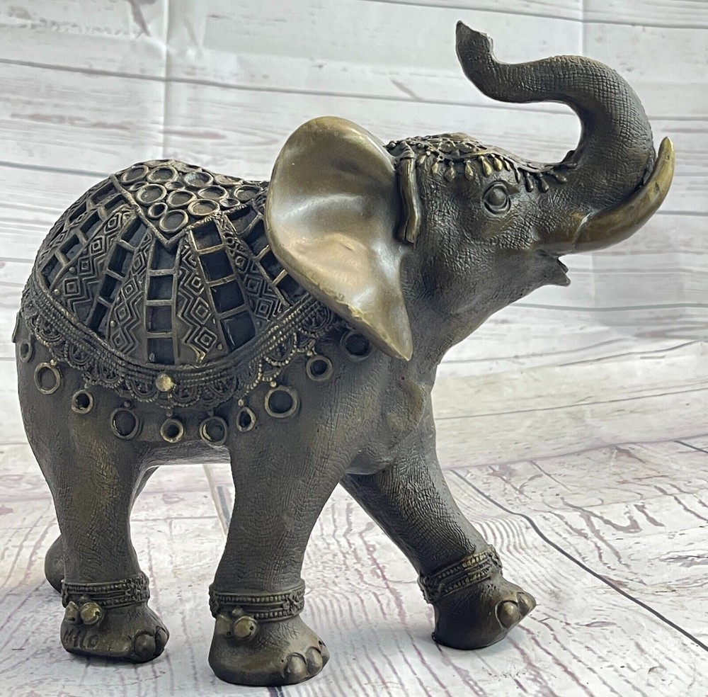 ELEPHANT BRONZE STATUE LOST WAX METHOD, SIGNED: Milo HOME OFFICE DECOR ARTWORK