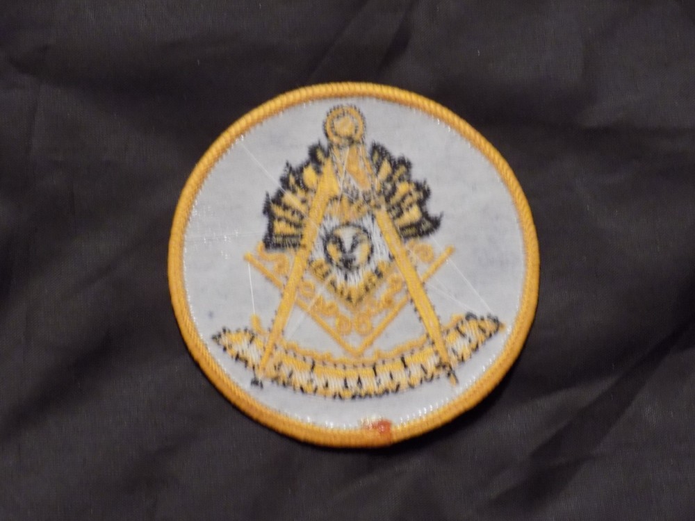 Masonic Past Master Patch Iron Sew Freemason Fraternity Black Gold NEW!