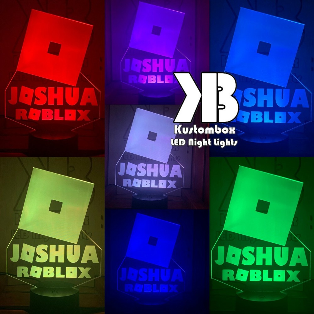 ROBLOX LOGO 3D PERSONALISED NAME LED NIGHT LIGHT 7 COLOURS + REMOTE CONTROL