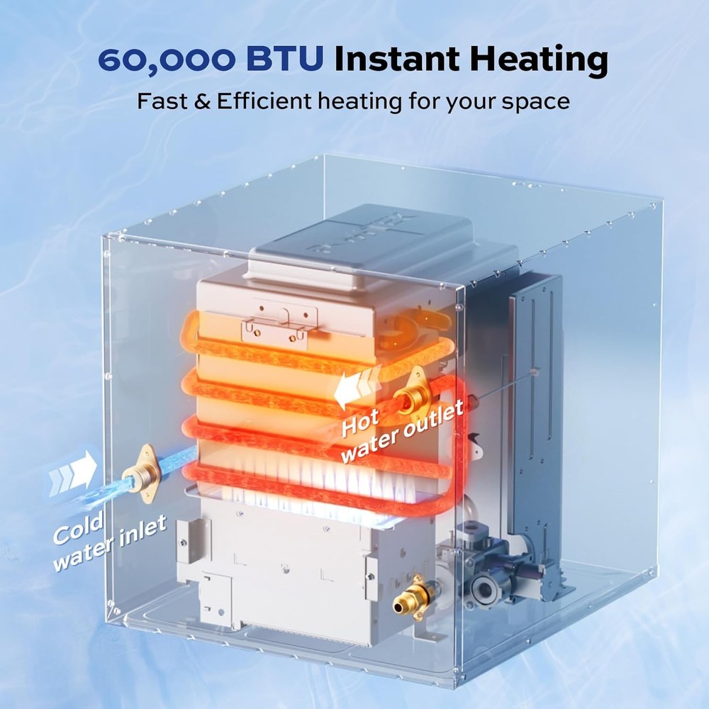 Orbek RV Tankless Water Heater Propane 60,000 BTU for All RVs, Camper, Trailer