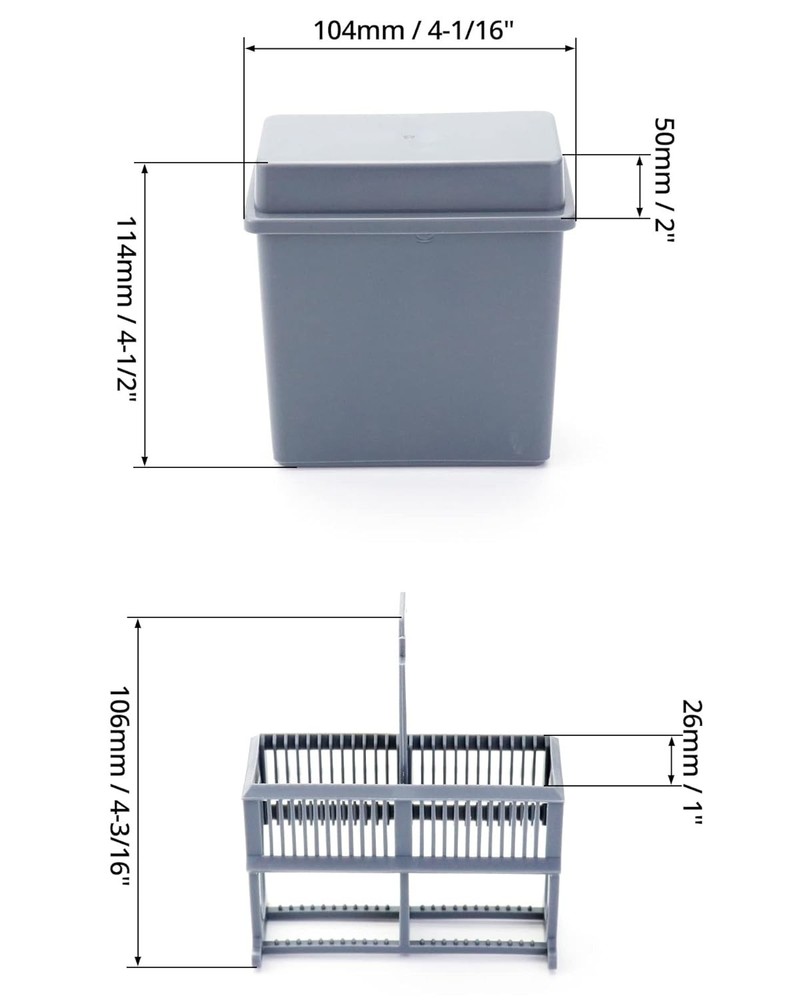 Microscope Slides Staining Jar and Rack 24-Slots 10 Pack Grey