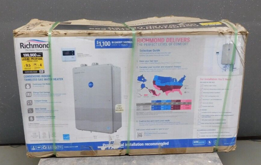 Richmond Encore RMTGH95DVLP-2 Condensing Tankless Water Heater 199k Btu LP Gas