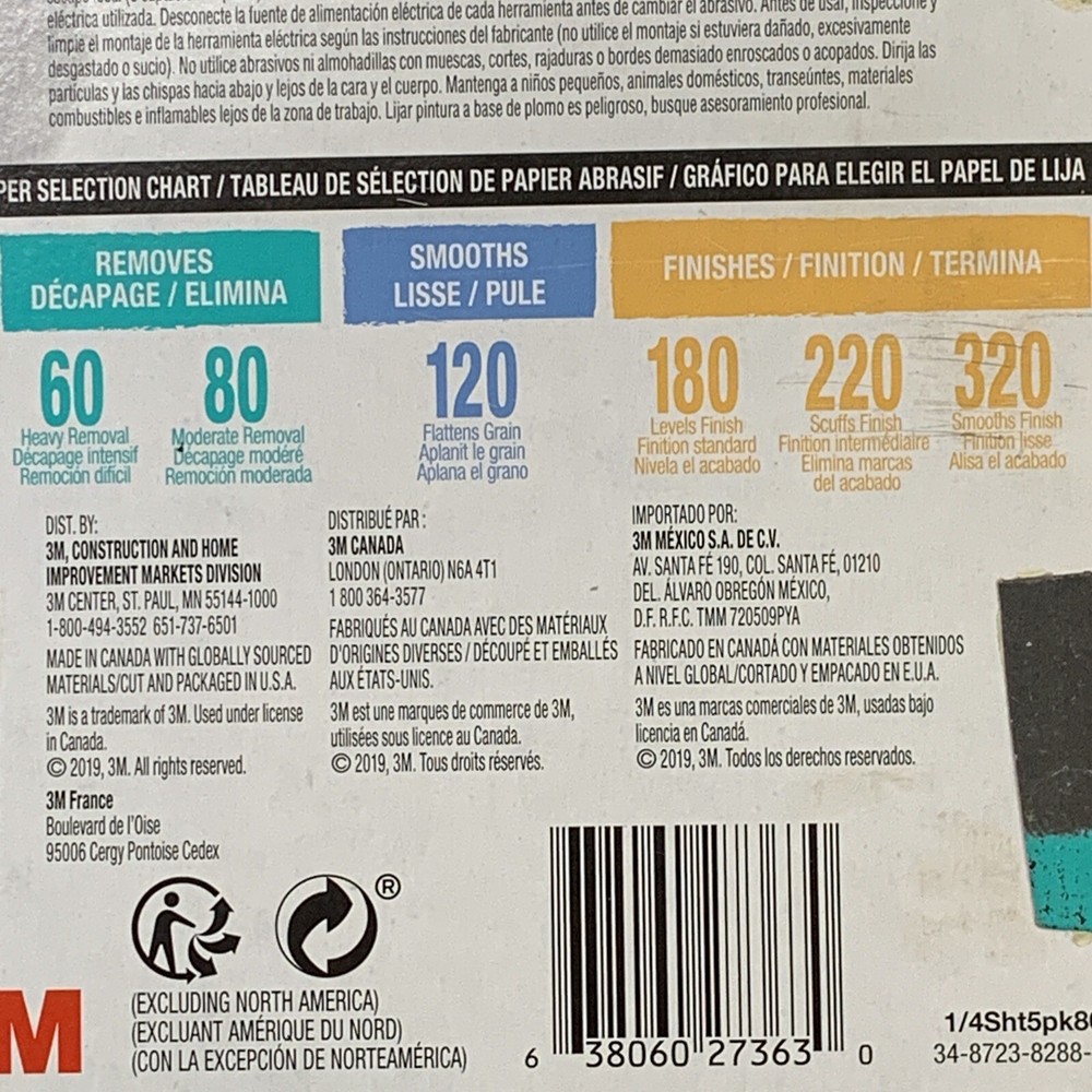 3M 27363 PACK (5) SHEETS ADHESIVE MEDIUM GRIT SANDPAPER 5985940