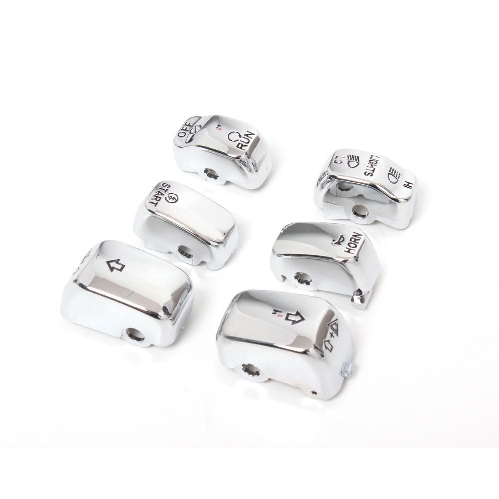 6pcs Chrome Hand Control Switch Button Cap For Harley Softail Dyna 1996-2010 US
