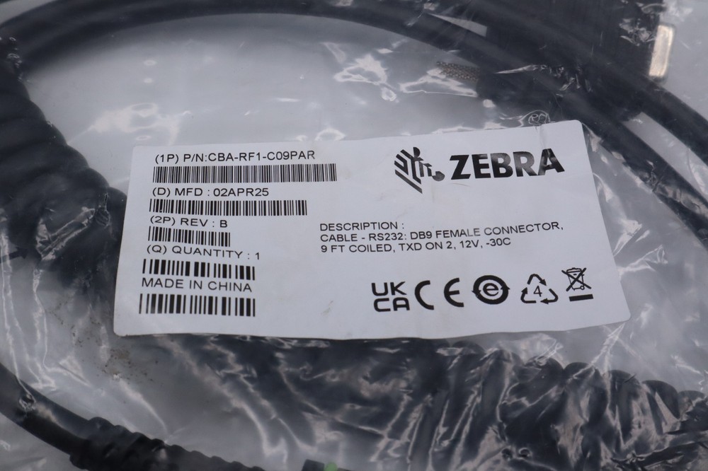 CBA-RF1-C09PAR - Zebra RS232 Cable (9 Coiled)