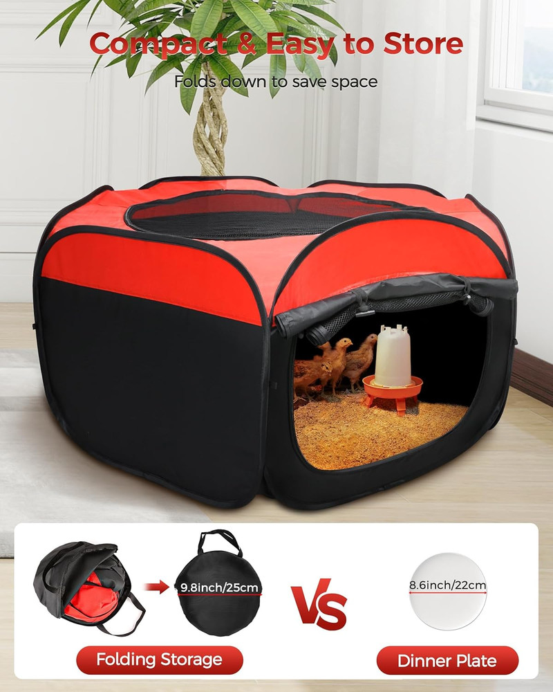 Brooder Box for Chick, Large Brooder for 15 Chicks, Breathable Mesh Ventilation,