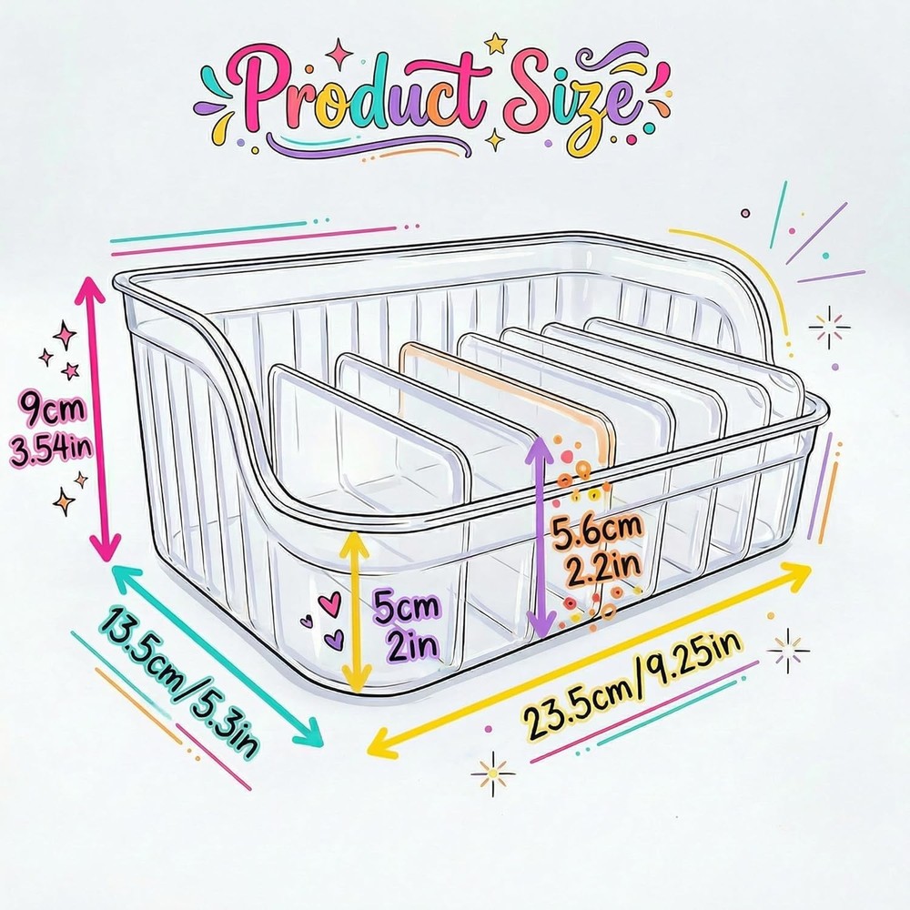 Sticker Storage Box Divider Organizer Clear