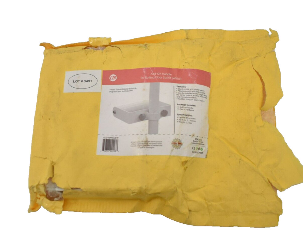 CTA Digital Add On Floor Stand Handle For Rolling Floor Stand White Assembly