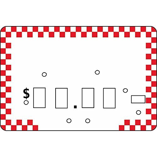 HUBERT Pricing Dial Tag Red Checked Plastic - 2 1/2"H x 4"L