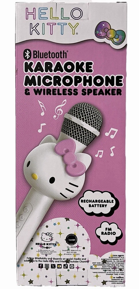 Hello Kitty Bluetooth Karaoke Microphone Wireless Speaker USB Charging Pink NIB