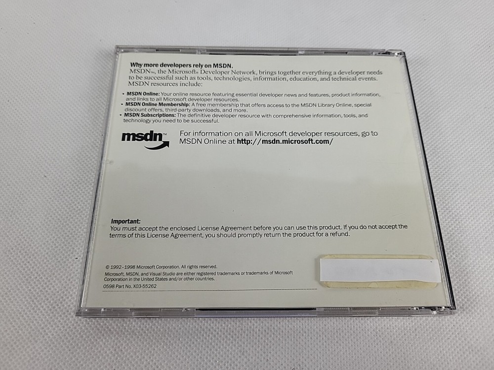 Microsoft MSDN Library Visual Studio 6.0 2 Disc With Code Tested and Working