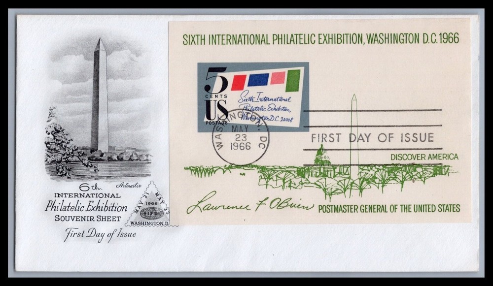 US FDC # 1311 5c SIPEX SS Sheet Artmaster 1966, 9e337