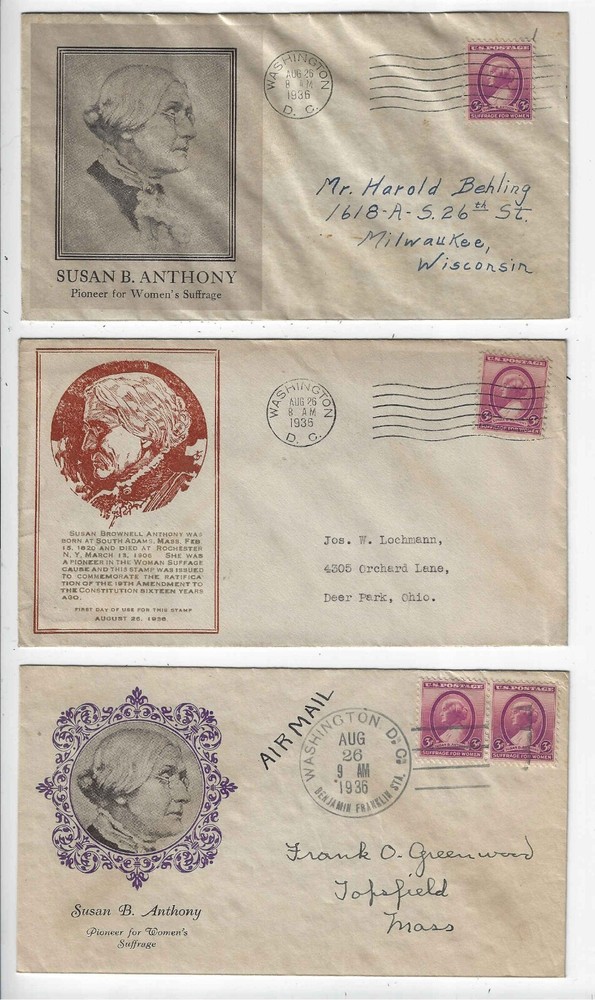 FDC's   784-32, 34, 38  --  Susan B. Anthony