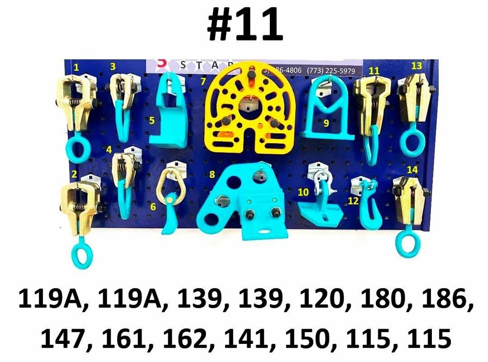 SET#11 - 14 PIECE PULLING HEAVY DUTY AUTO BODY FRAME MACHINE TOOLS AND CLAMPS