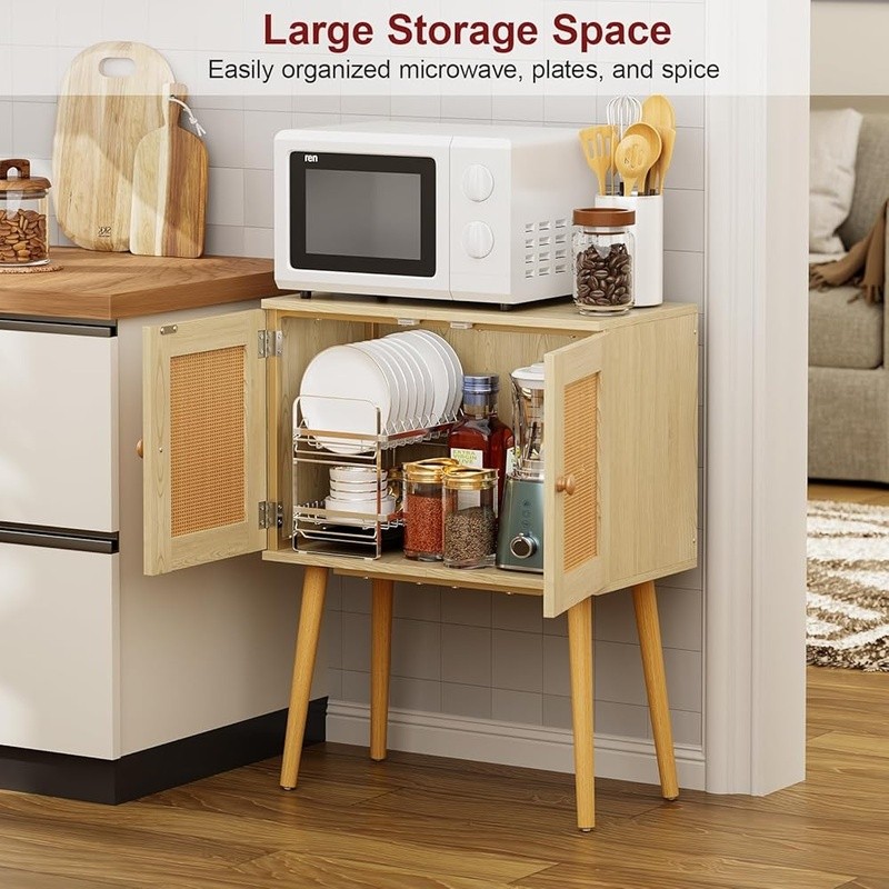 Rattan Mesh Small Kitchen Cabinet Storage Bar Console Entryway Buffet Organizer