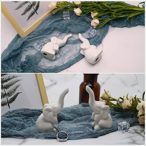 Ring Holder 2 Pack, White, Ceramic, Jewelry Storage Elephant
