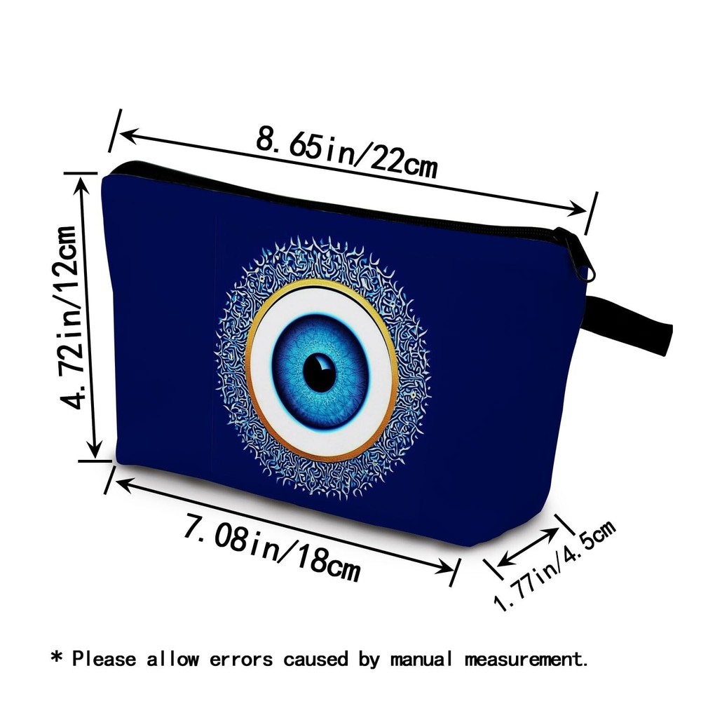 Blue Eye Pattern Present Evil Eye Makeup Bag Cute Small Organizer Bag with Zi...