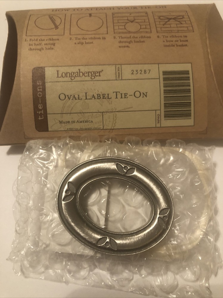 Longaberger Pewter Oval  Basket Tie-On