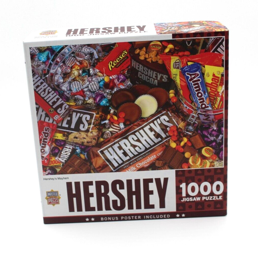 Master Pieces Hershey's Mayhem - Chocolate Collage 1000 Piece Jigsaw Puzzle EUC