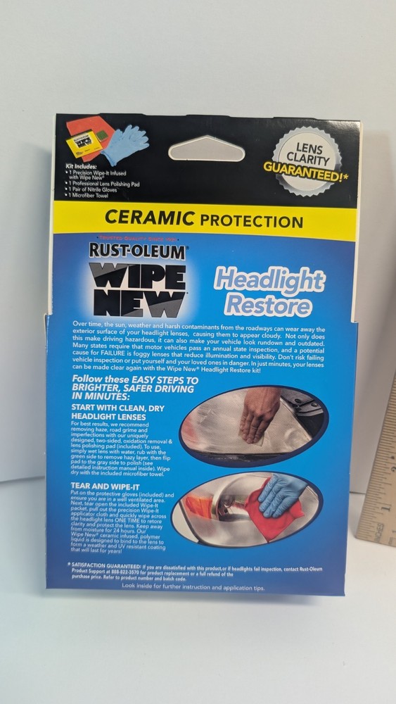 Rust-Oleum Wipe New Headlight Restore Kit, Restoration .5 FL OZ Polymer Solution